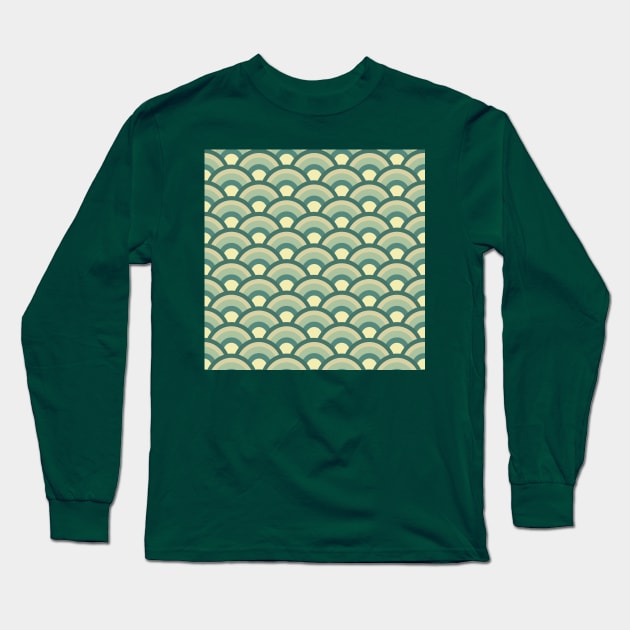 Geometric Waves Pattern Long Sleeve T-Shirt by Patternos